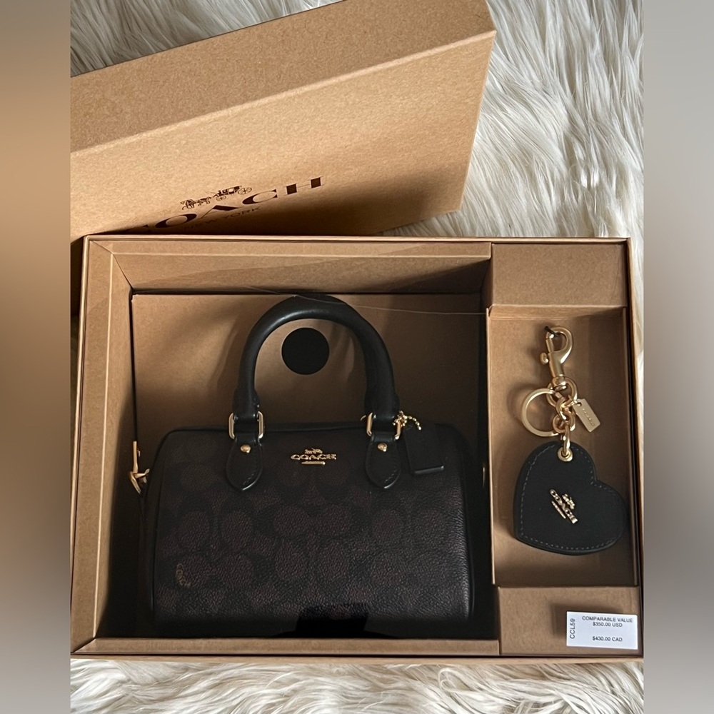💰SOLD - CCL59 - Coach Mini Rowan Crossbody Bag in Signature Canvas Gift Set - Picture 13 of 14